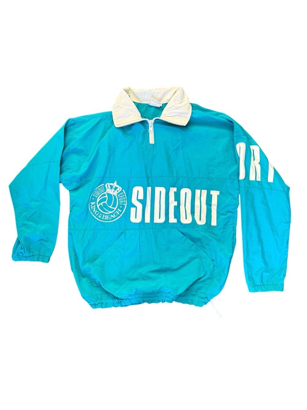 Vintage 90s Sideout Sport King of the Beach USA Vibrant Nylon Pullover Jacket L